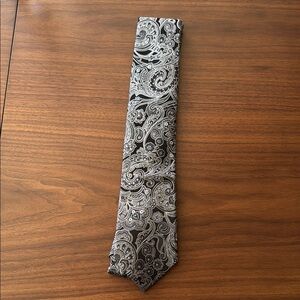 Elegant Black and Silver Paisley Tie